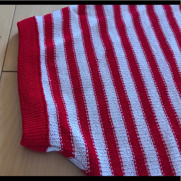 Vintage striped red white knit top - Picture 5 of 10